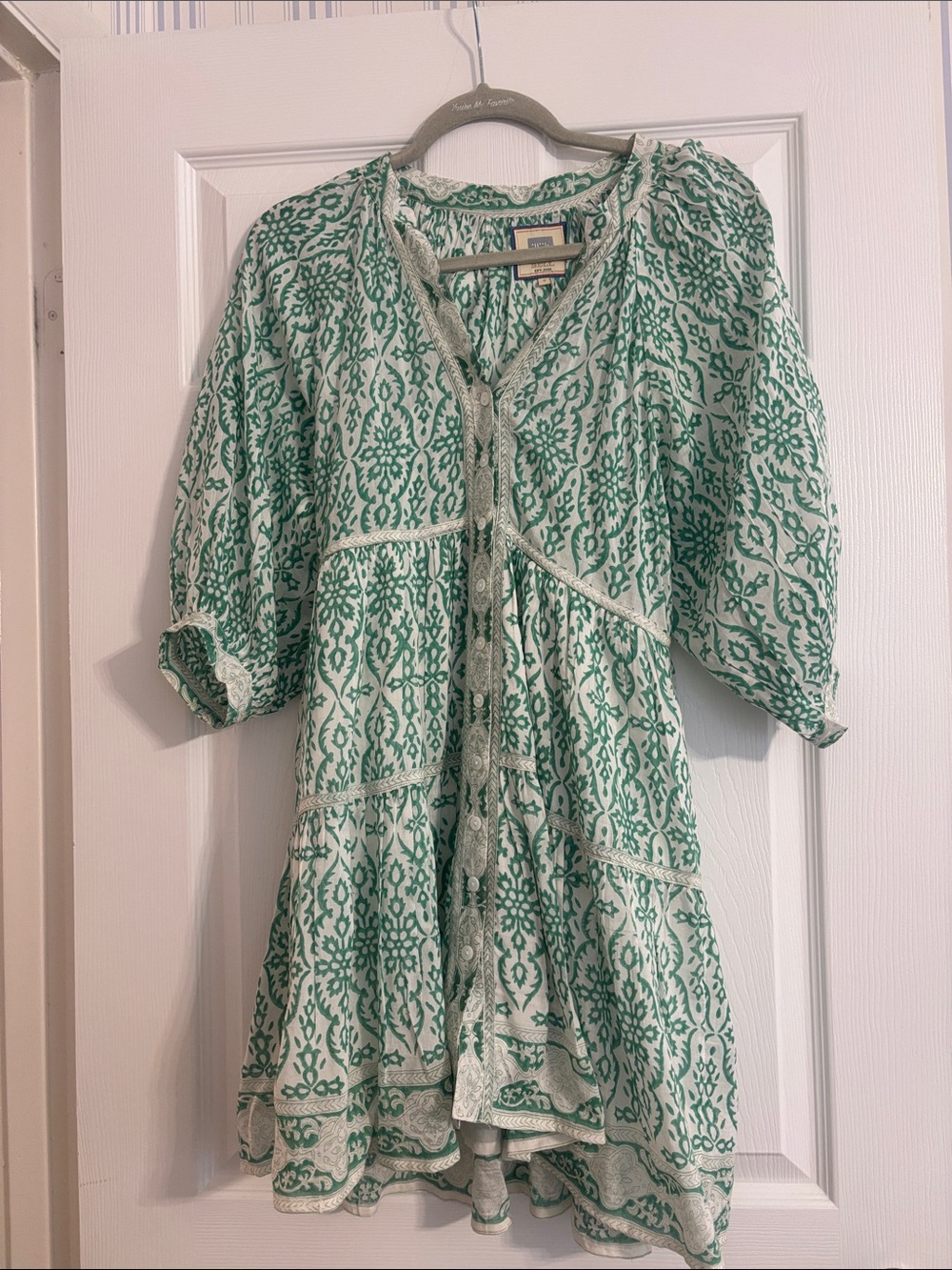 Alicia Bell Lightweight Green Patterned Women’s Button-Front Dress